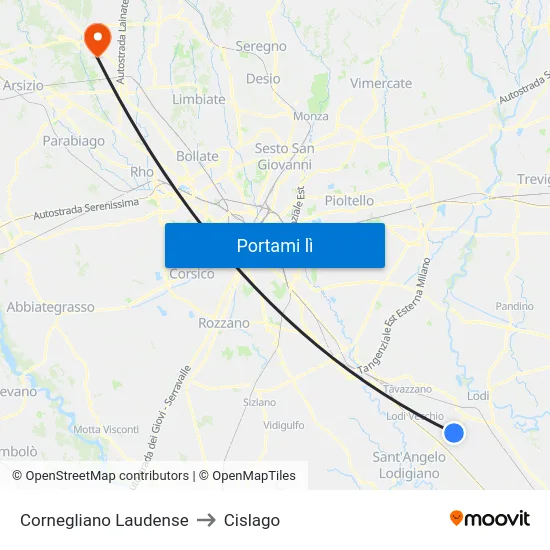 Cornegliano Laudense to Cislago map