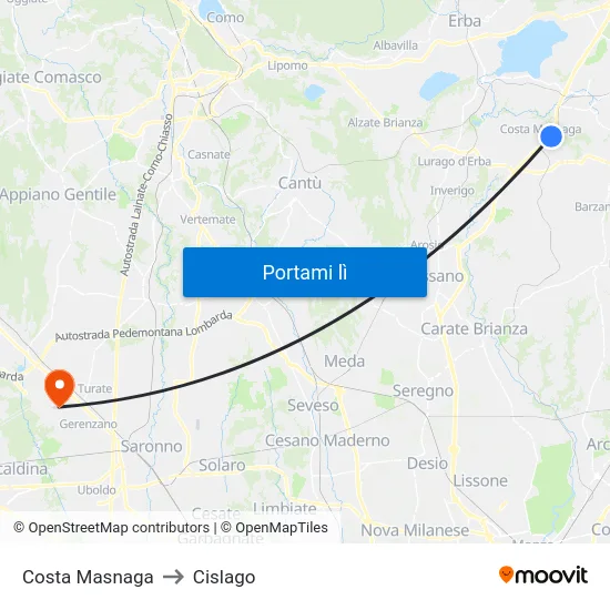 Costa Masnaga to Cislago map