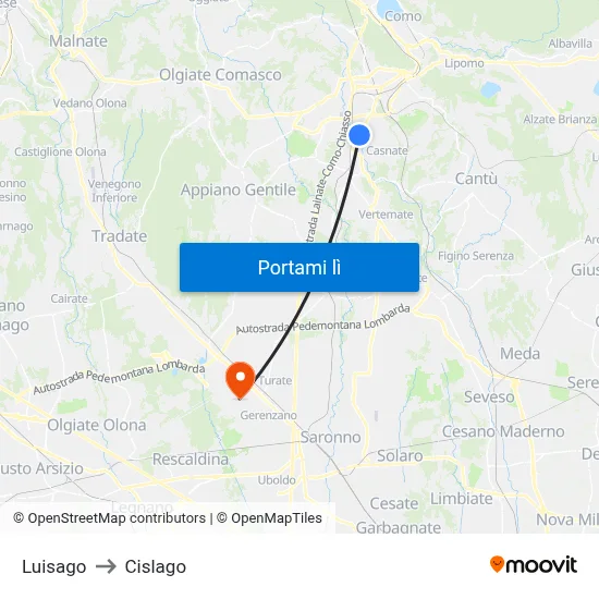 Luisago to Cislago map