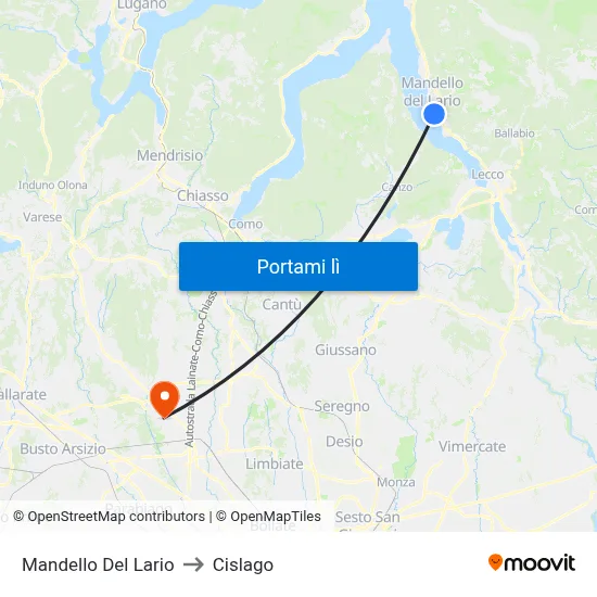 Mandello Del Lario to Cislago map