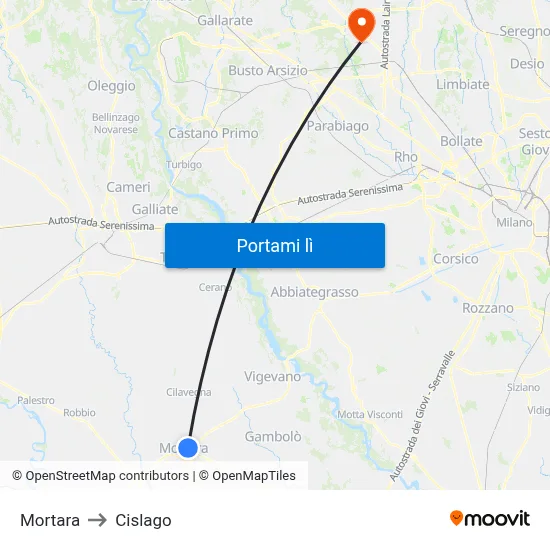 Mortara to Cislago map