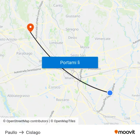 Paullo to Cislago map