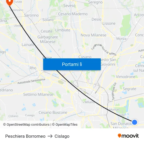 Peschiera Borromeo to Cislago map