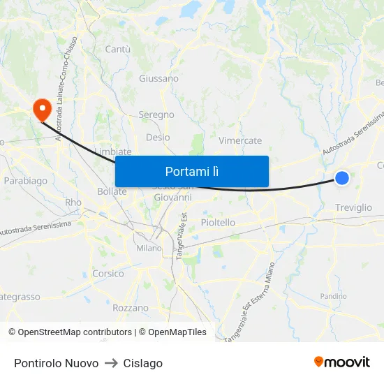 Pontirolo Nuovo to Cislago map