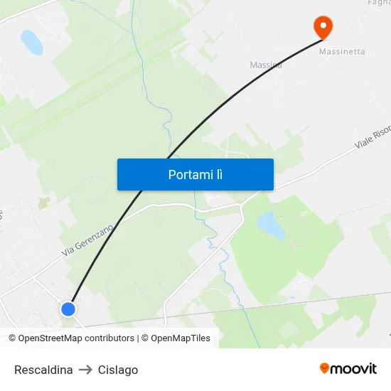 Rescaldina to Cislago map