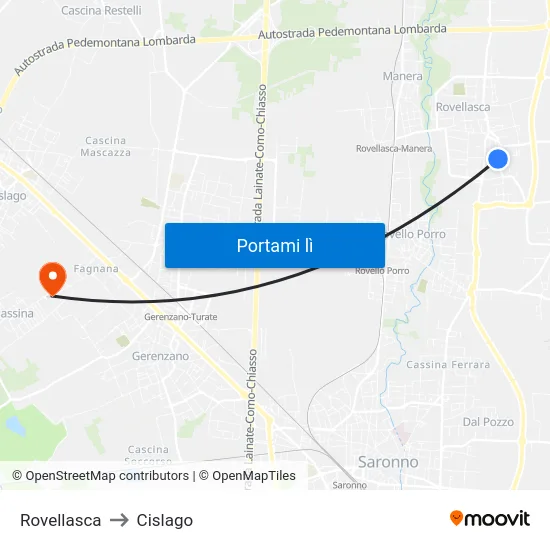 Rovellasca to Cislago map