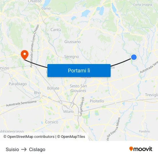 Suisio to Cislago map