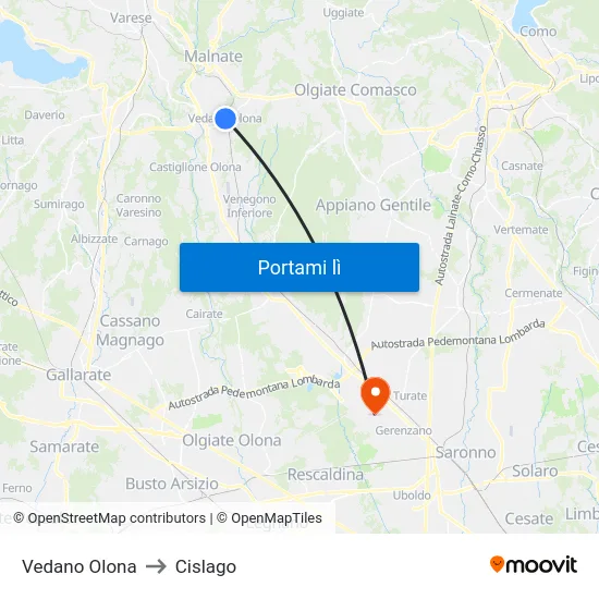 Vedano Olona to Cislago map