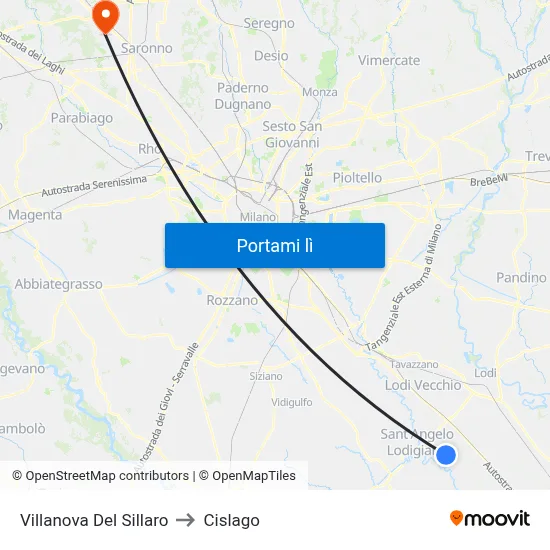 Villanova Del Sillaro to Cislago map