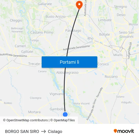 BORGO SAN SIRO to Cislago map