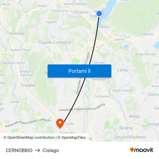 CERNOBBIO to Cislago map