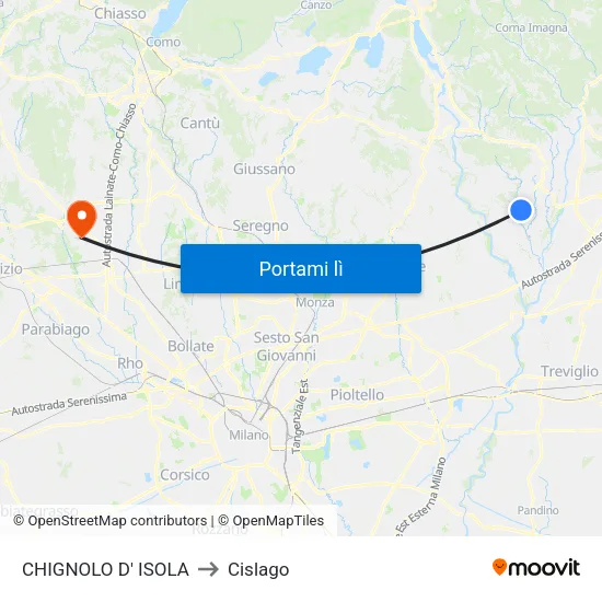 CHIGNOLO D' ISOLA to Cislago map