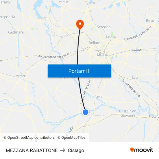 MEZZANA RABATTONE to Cislago map