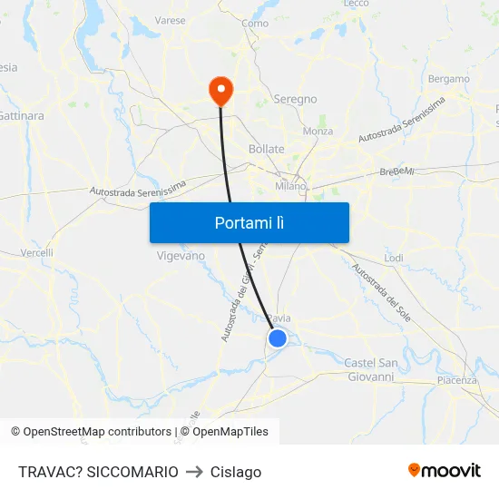 TRAVAC? SICCOMARIO to Cislago map