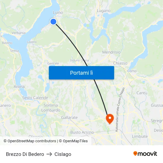 Brezzo Di Bedero to Cislago map