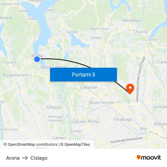 Arona to Cislago map