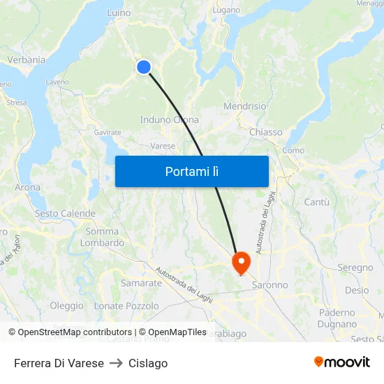 Ferrera Di Varese to Cislago map