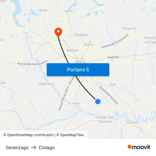 Gerenzago to Cislago map