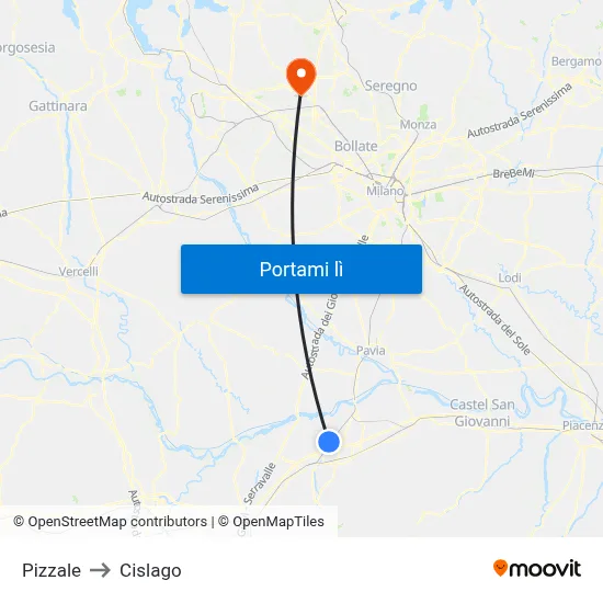 Pizzale to Cislago map