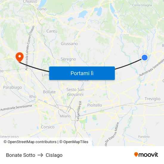 Bonate Sotto to Cislago map