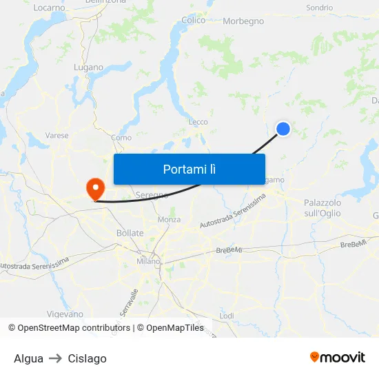Algua to Cislago map