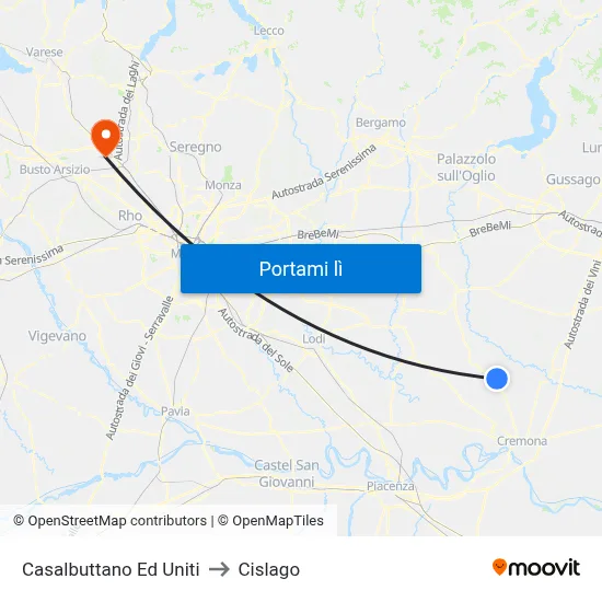 Casalbuttano Ed Uniti to Cislago map