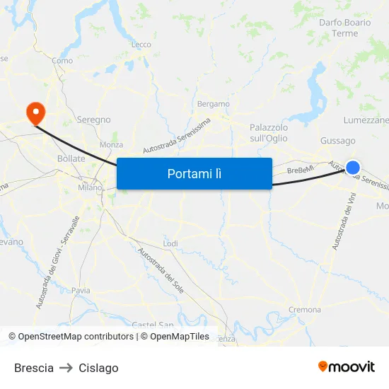 Brescia to Cislago map