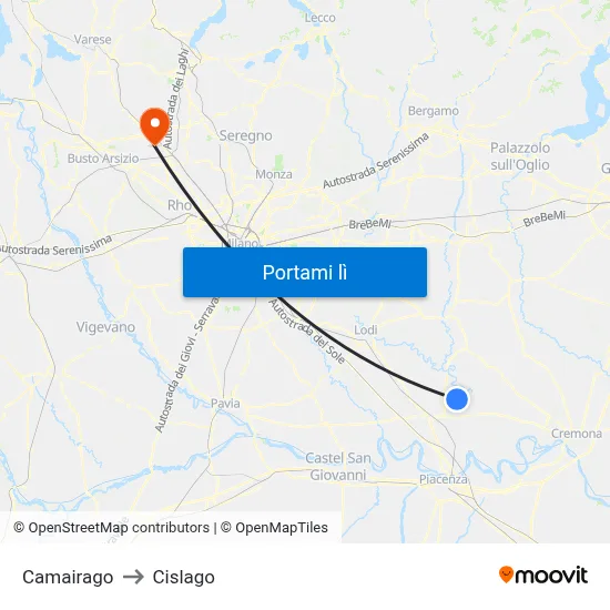 Camairago to Cislago map