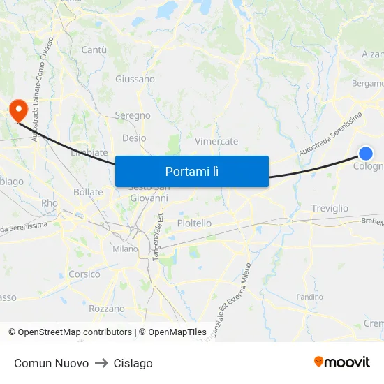 Comun Nuovo to Cislago map