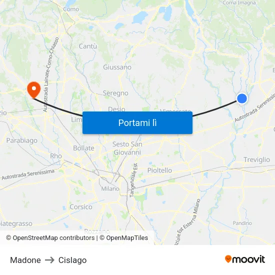 Madone to Cislago map