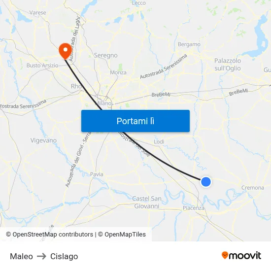Maleo to Cislago map
