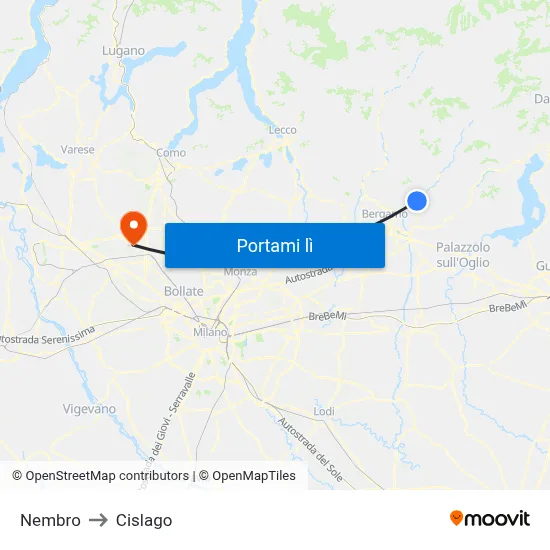 Nembro to Cislago map