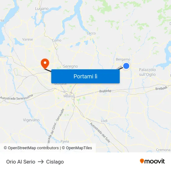 Orio Al Serio to Cislago map