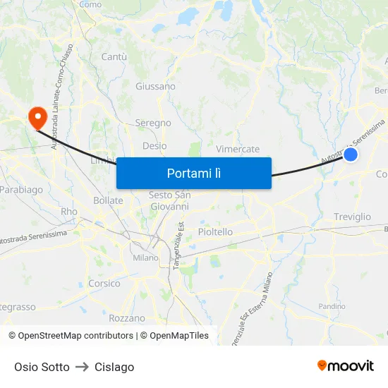 Osio Sotto to Cislago map