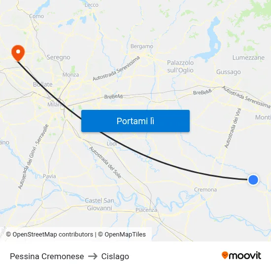 Pessina Cremonese to Cislago map