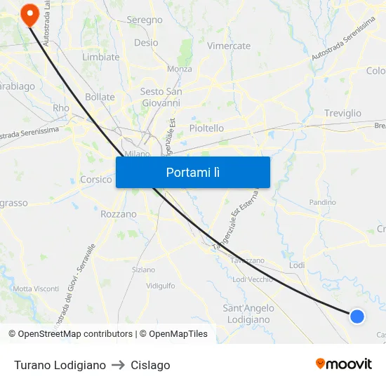 Turano Lodigiano to Cislago map
