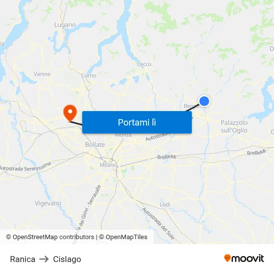 Ranica to Cislago map