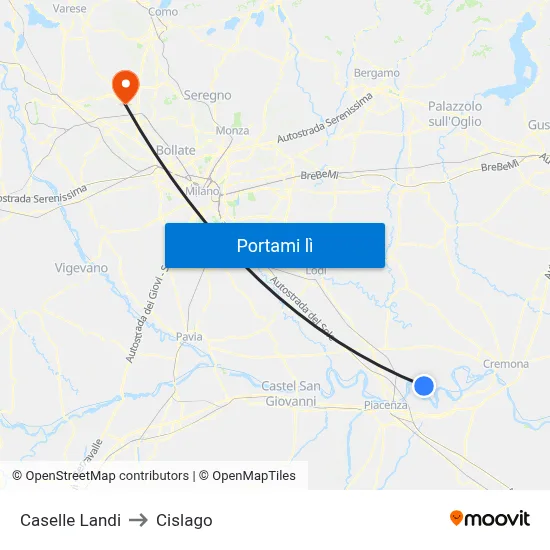 Caselle Landi to Cislago map