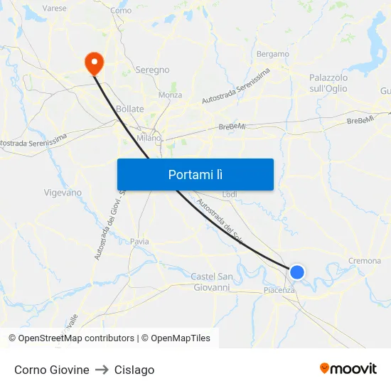 Corno Giovine to Cislago map