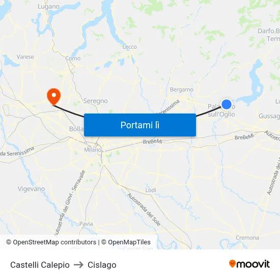 Castelli Calepio to Cislago map