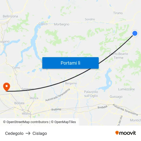 Cedegolo to Cislago map
