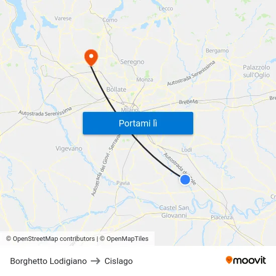 Borghetto Lodigiano to Cislago map