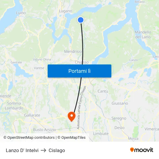 Lanzo D' Intelvi to Cislago map