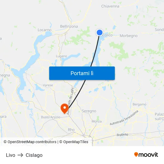 Livo to Cislago map