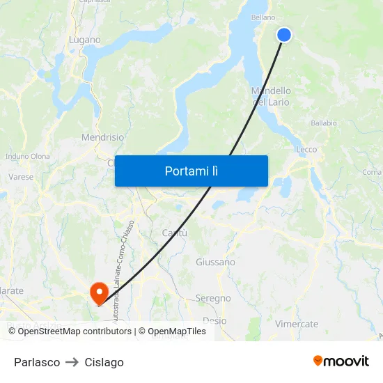 Parlasco to Cislago map