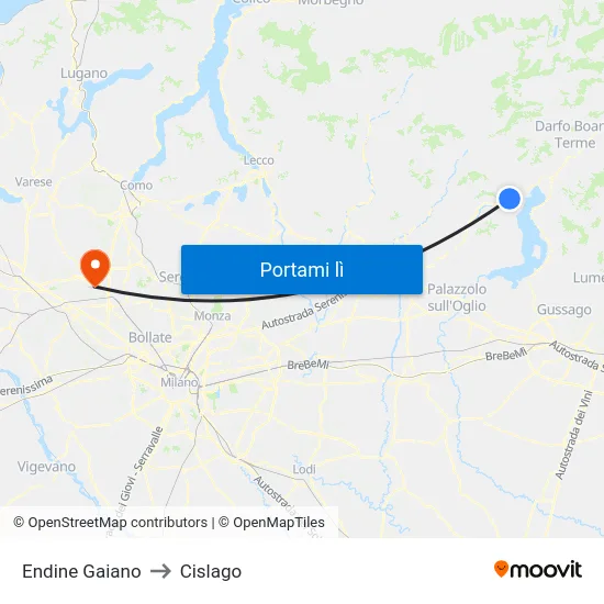 Endine Gaiano to Cislago map