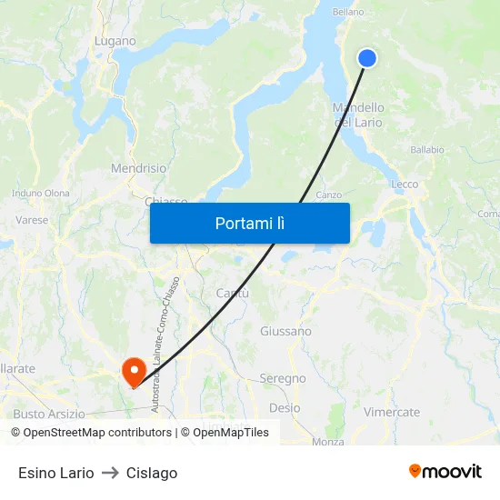 Esino Lario to Cislago map