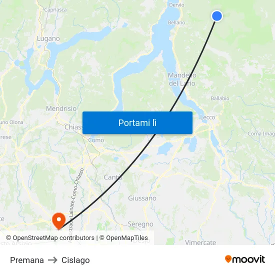 Premana to Cislago map