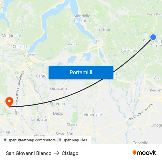 San Giovanni Bianco to Cislago map