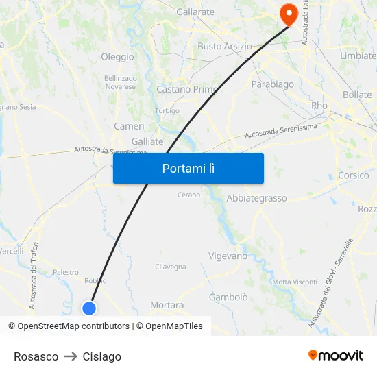 Rosasco to Cislago map